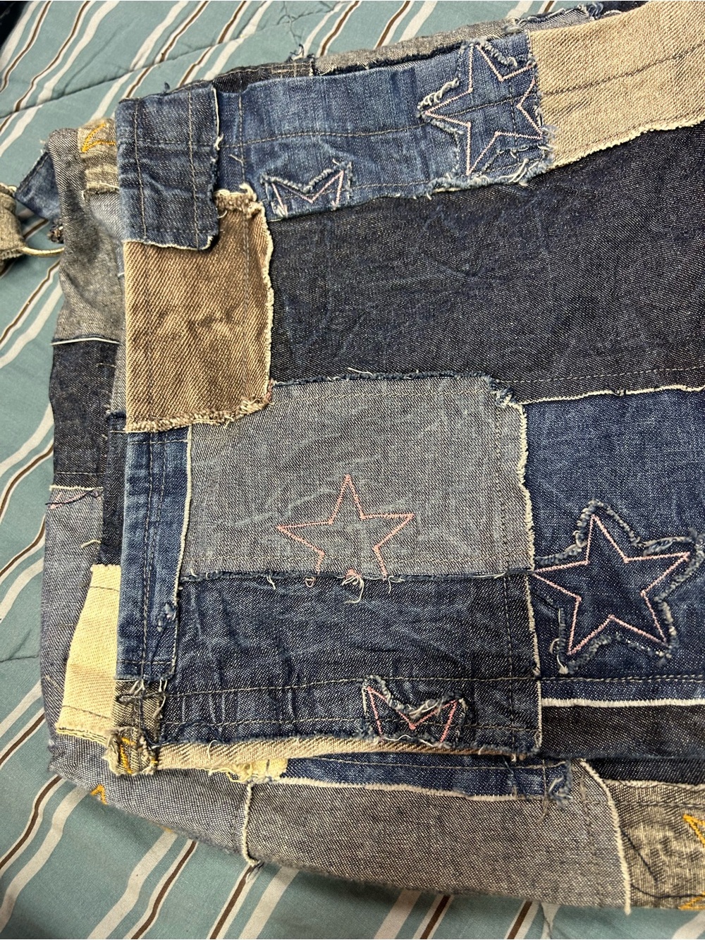 NEW Handmade Upcycled Patchwork Denim Star Messenger Crossbody Bag - Picture 3 of 9
